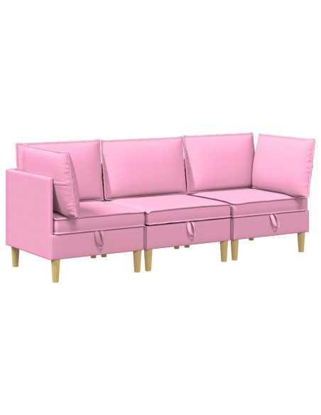 Set di mobili per il soggiorno con cuscino 3 pcs Rosa Tessuto