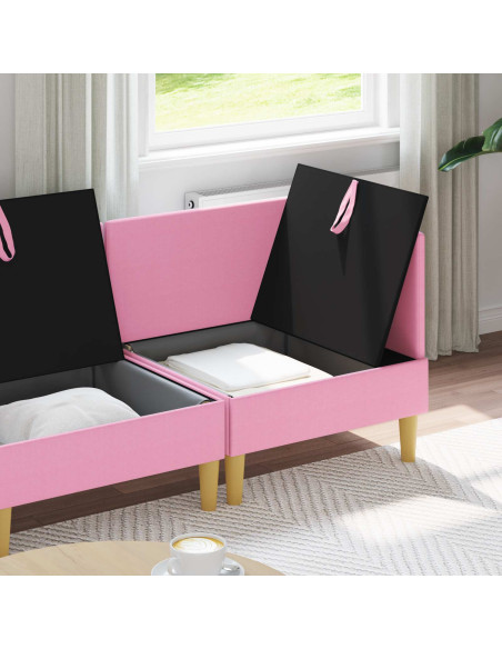 Set di mobili per il soggiorno con cuscino 3 pcs Rosa Tessuto