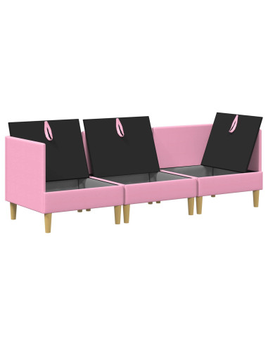 Set di mobili per il soggiorno con cuscino 3 pcs Rosa Tessuto