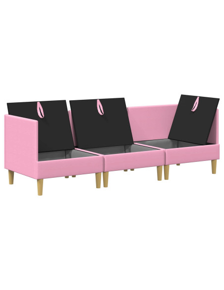 Set di mobili per il soggiorno con cuscino 3 pcs Rosa Tessuto