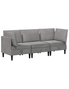 Set di mobili per il soggiorno 3 pcs Grigio Chiaro Velluto 2