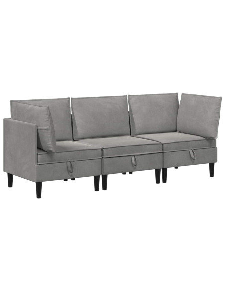 Set di mobili per il soggiorno 3 pcs Grigio Chiaro Velluto