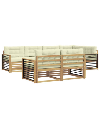 Set di divani da esterno 7 pcs Bianco e Crema Poliestere