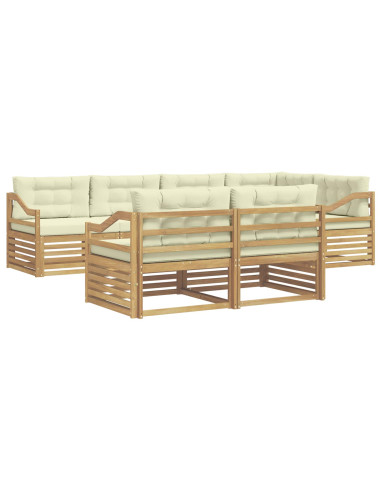 Set di divani da esterno 7 pcs Bianco e Crema Poliestere