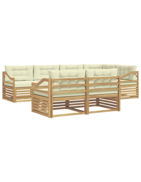 Set di divani da esterno 7 pcs Bianco e Crema Poliestere