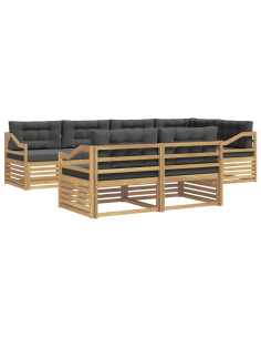 Set di divani da esterno 7 pcs Bianco e Antracite Poliestere 2