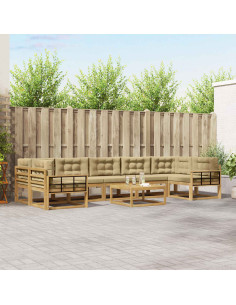 Set di divani da esterno con cuscino 6 pcs Bianco e Beige