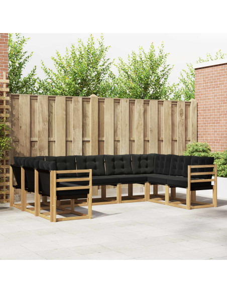 Set di divani da esterno con cuscino 9 pcs Bianco e Nero