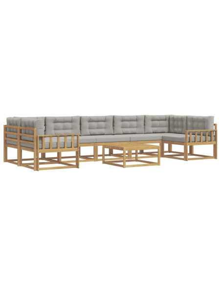 Set di divani da esterno 6 pcs Bianco e Grigio Chiaro