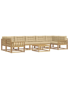 Set di divani da esterno con cuscino 6 pcs Bianco e Beige 2