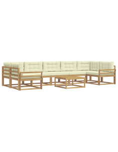 Set di divani da esterno con cuscino 6 pcs Bianco e Crema 2