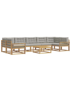 Set di divani da esterno 6 pcs Bianco e Grigio Chiaro 2