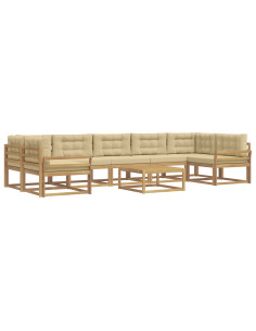 Set di divani da esterno con cuscino 6 pcs Bianco e Beige 2