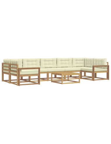 Set di divani da esterno con cuscino 6 pcs Bianco e Crema