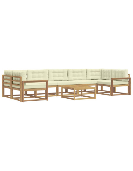 Set di divani da esterno con cuscino 6 pcs Bianco e Crema