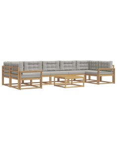 Set di divani da esterno 6 pcs Bianco e Grigio Chiaro 2