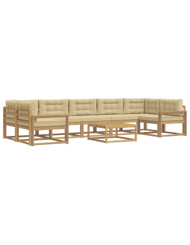 Set di divani da esterno con cuscino 6 pcs Bianco e Beige