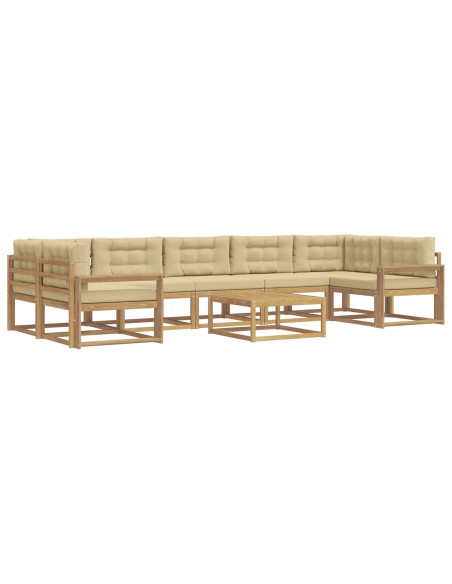 Set di divani da esterno con cuscino 6 pcs Bianco e Beige