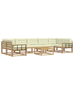 Set di divani da esterno con cuscino 6 pcs Bianco e Crema 2