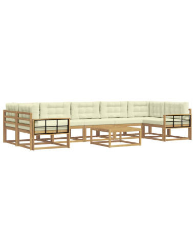 Set di divani da esterno con cuscino 6 pcs Bianco e Crema