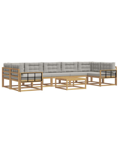 Set di divani da esterno 6 pcs Bianco e Grigio Chiaro