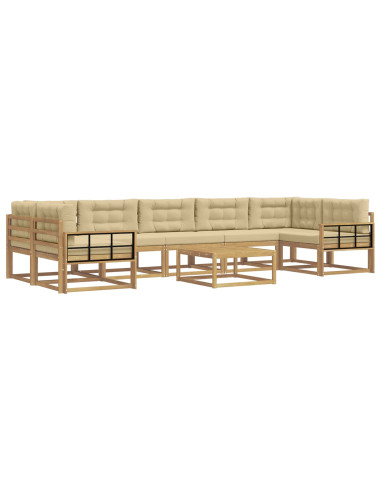 Set di divani da esterno con cuscino 6 pcs Bianco e Beige