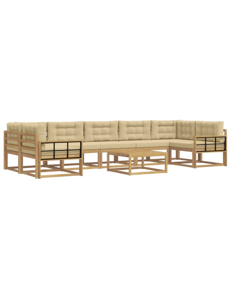 Set di divani da esterno con cuscino 6 pcs Bianco e Beige
