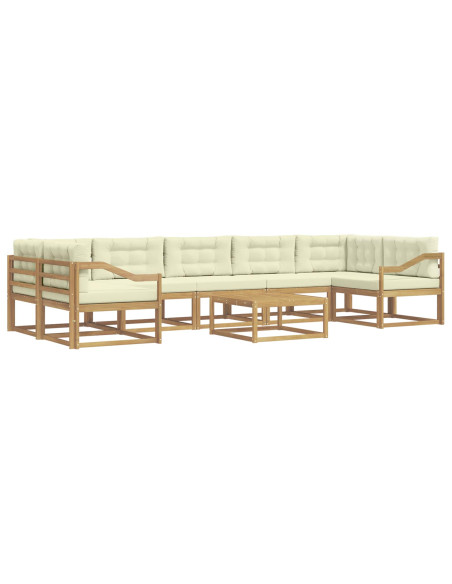 Set di divani da esterno con cuscino 6 pcs Bianco e Crema