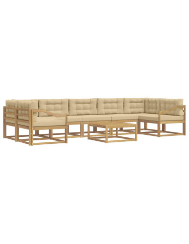 Set di divani da esterno con cuscino 6 pcs Bianco e Beige