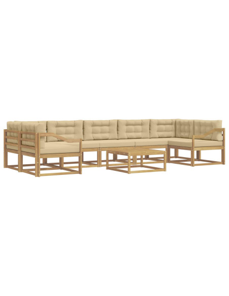 Set di divani da esterno con cuscino 6 pcs Bianco e Beige