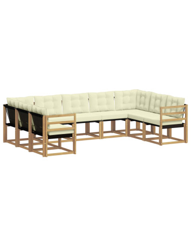 Set di divani da esterno con cuscino 9 pcs Bianco e Crema