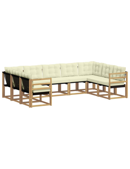 Set di divani da esterno con cuscino 9 pcs Bianco e Crema