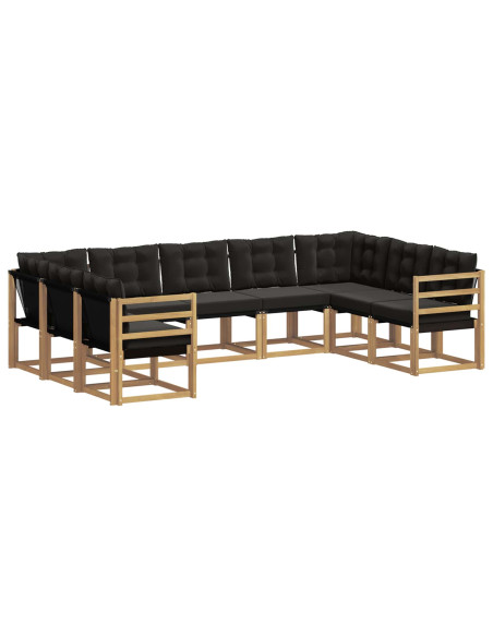 Set di divani da esterno con cuscino 9 pcs Bianco e Nero