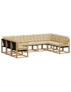 Set di divani da esterno con cuscino 9 pcs Bianco e Beige 2