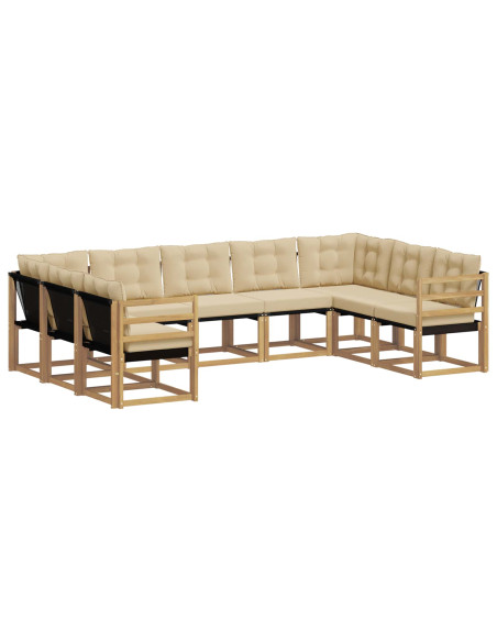 Set di divani da esterno con cuscino 9 pcs Bianco e Beige