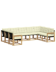 Set di divani da esterno con cuscino 9 pcs Bianco e Crema 2