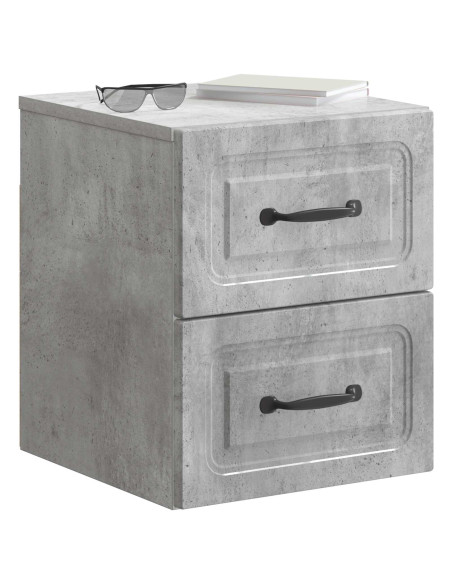 Mobiletto da notte a muro Grigio Cemento 34,5 x 33 x 40 cm
