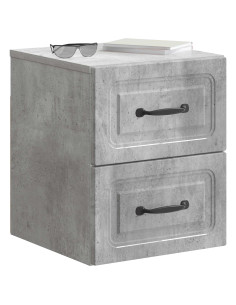 Mobiletto da notte a muro con cassetto 2 pcs Grigio Cemento 2