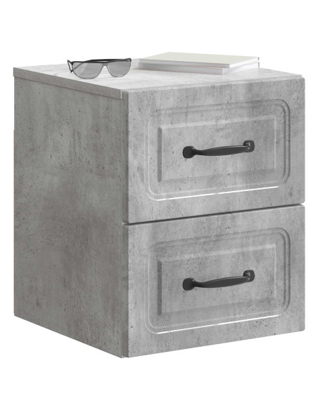 Mobiletto da notte a muro con cassetto 2 pcs Grigio Cemento