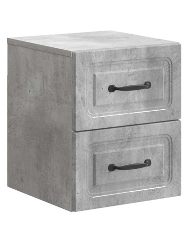 Mobiletto da notte a muro con cassetto 2 pcs Grigio Cemento
