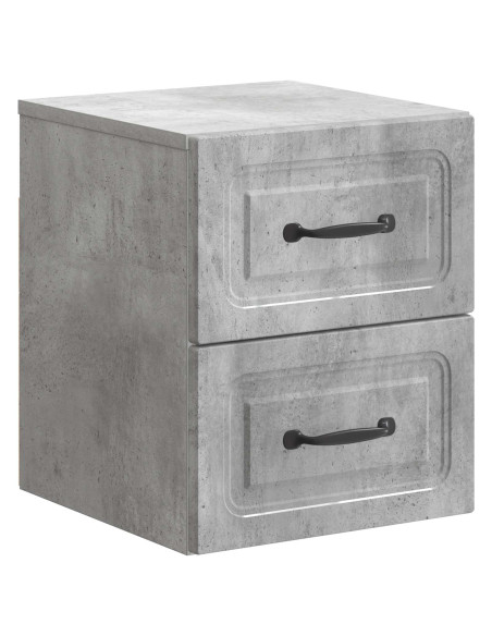 Mobiletto da notte a muro con cassetto 2 pcs Grigio Cemento