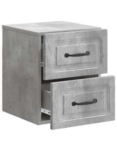 Mobiletto da notte a muro con cassetto 2 pcs Grigio Cemento