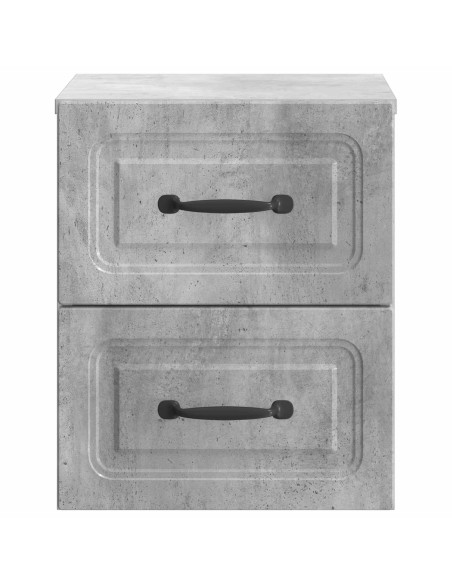 Mobiletto da notte a muro con cassetto 2 pcs Grigio Cemento