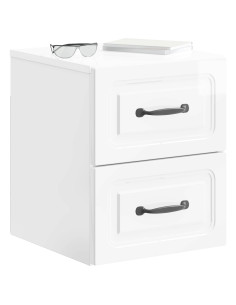 Mobiletto da notte a muro Bianco Lucido 34,5 x 33 x 40 cm 2