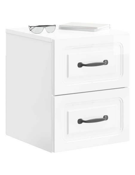 Mobiletto da notte a muro 2 pcs Bianco Lucido 34,5 x 33 x 40 cm
