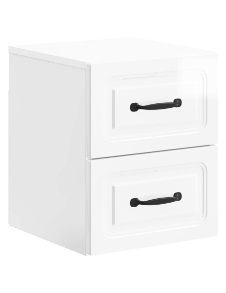 Mobiletto da notte a muro 2 pcs Bianco Lucido 34,5 x 33 x 40 cm