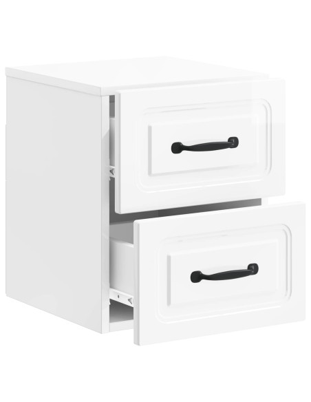 Mobiletto da notte a muro 2 pcs Bianco Lucido 34,5 x 33 x 40 cm
