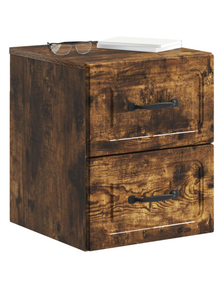 Mobiletto da notte a muro Rovere Fumo 34,5 x 33 x 40 cm