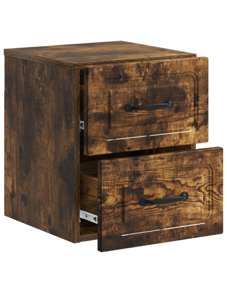Mobiletto da notte a muro Rovere Fumo 34,5 x 33 x 40 cm