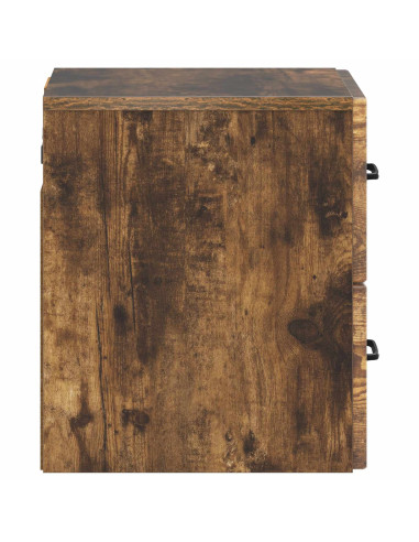 Mobiletto da notte a muro Rovere Fumo 34,5 x 33 x 40 cm